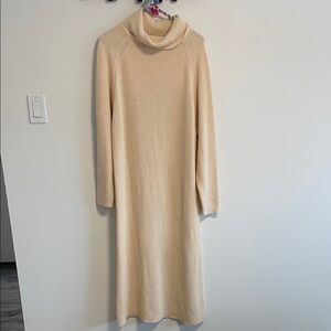 Cream Turtleneck Sweater Dress